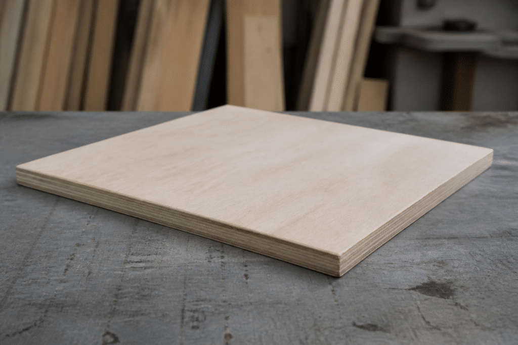 Deux plaques contreplaqué collees formant base carree