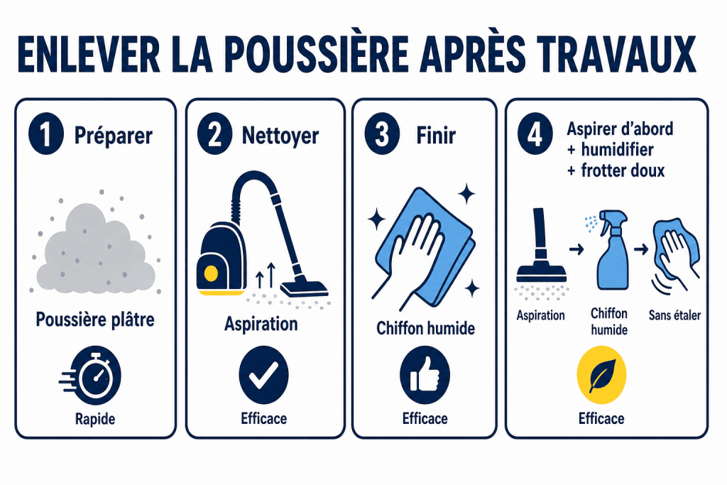 Enlever la poussière après travaux