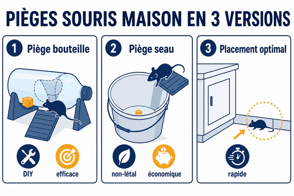Pièges souris maison en 3 versions