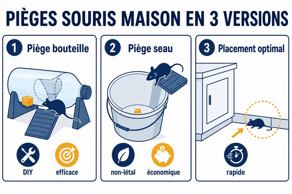 Pièges souris maison en 3 versions