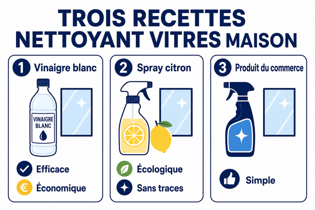 Trois recettes nettoyant vitres maison