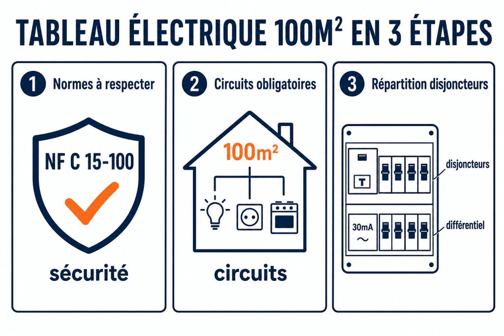 Tableau électrique 100m² en 3 étapes