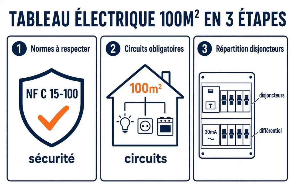 Tableau électrique 100m² en 3 étapes