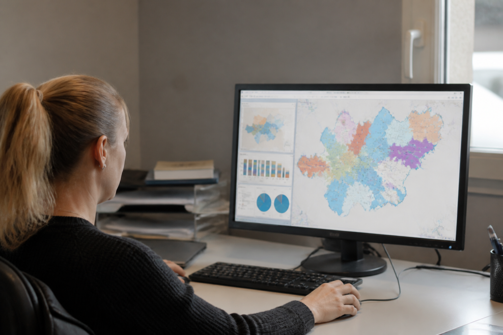 Donnees demographiques logements emplois habitants sur ecran