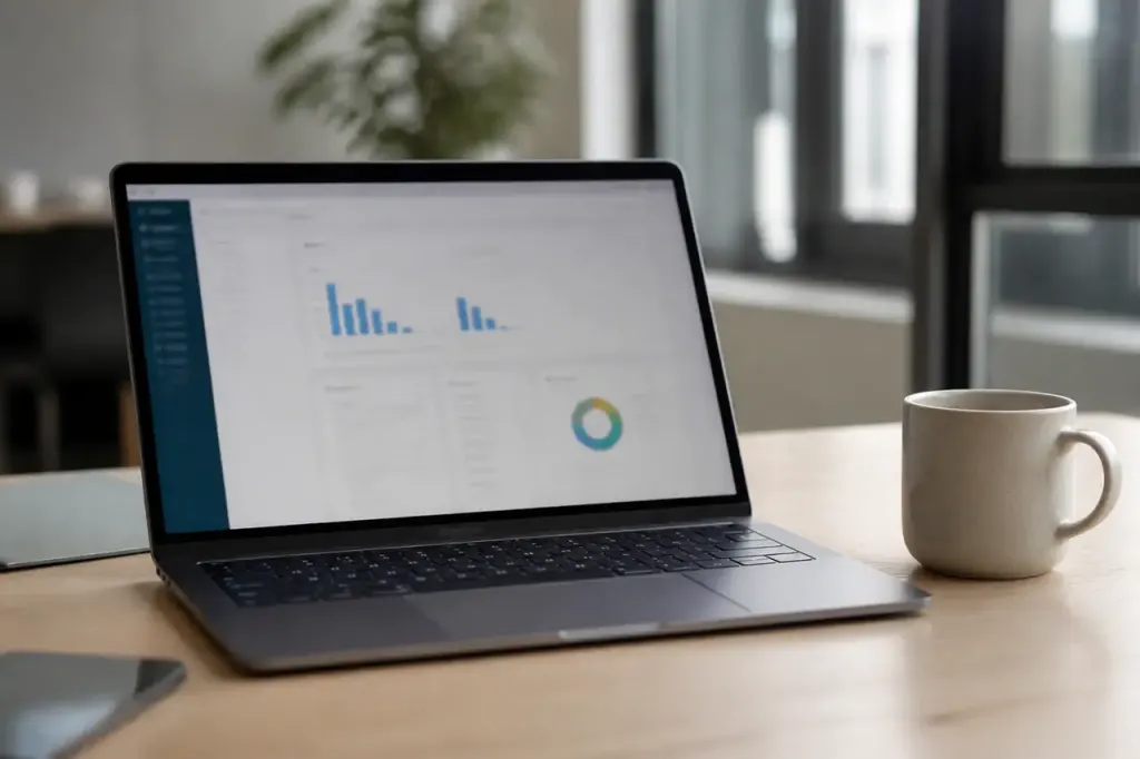 Ordinateur portable ouvert sur page web administrative